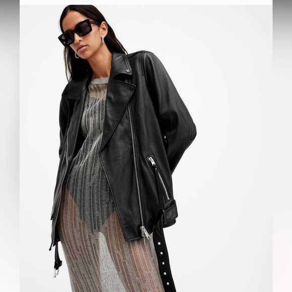 All Saints Billie Leather Biker Jacket - Picture 2 of 13